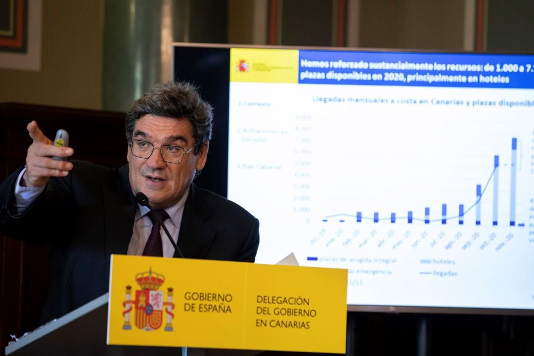 El ministro de Inclusión, Seguridad Social y Migraciones, José Luis Escrivá, presentó este viernes en Las Palmas de Gran Canaria las principales líneas del plan con el que se pretende hacer frente a la crisis migratoria que se vive en Canarias