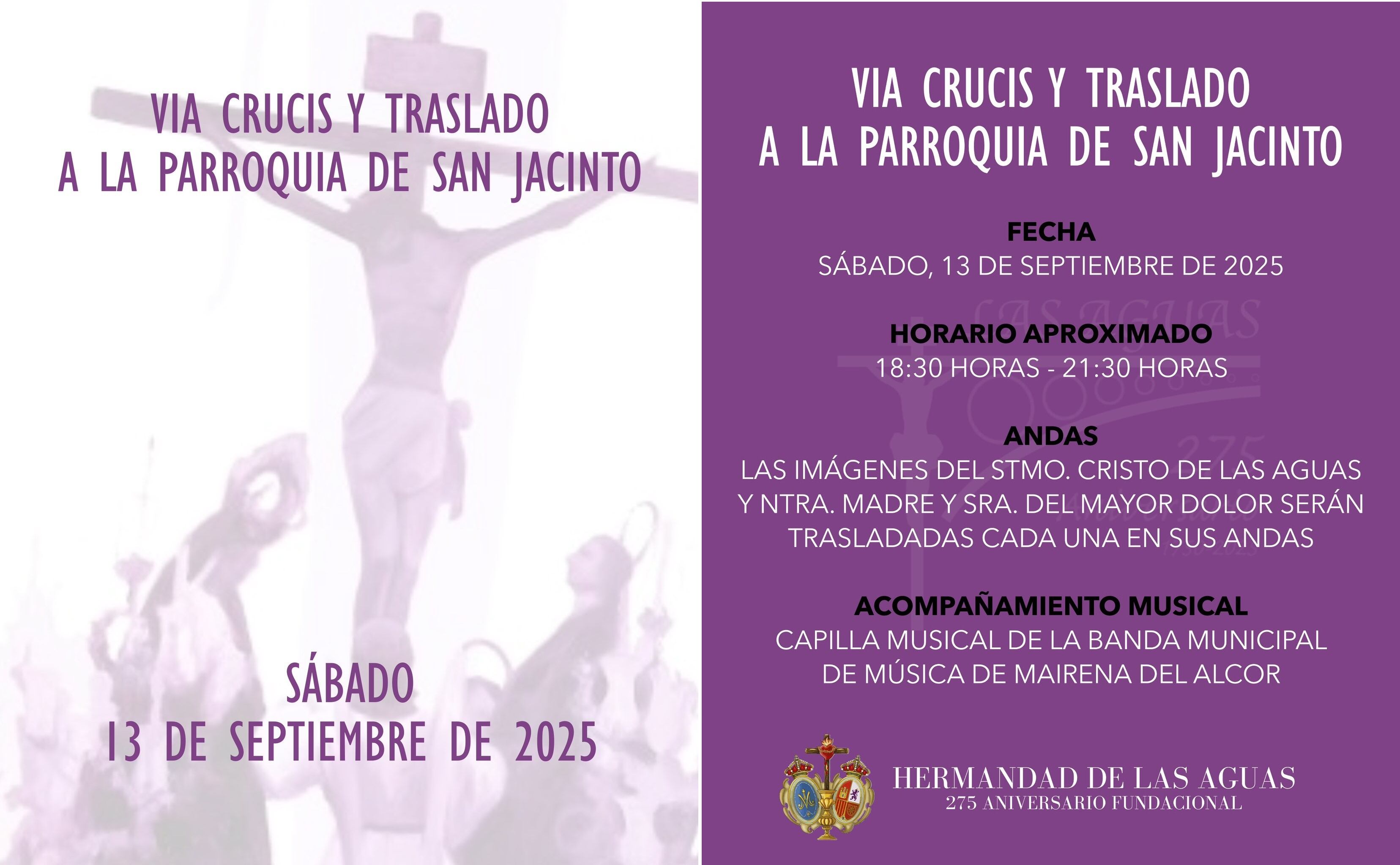 La Hermandad de Las Aguas alcanza los actos centrales de su 275 aniversario fundacional