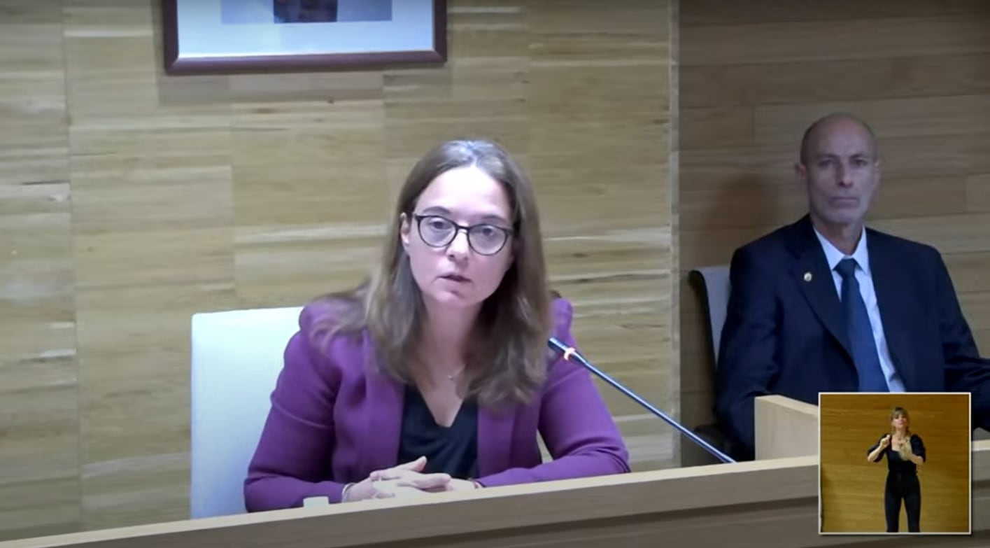 La alcaldesa de Getafe, Sara Hernández, en una imagen de archivo del Pleno Municipal