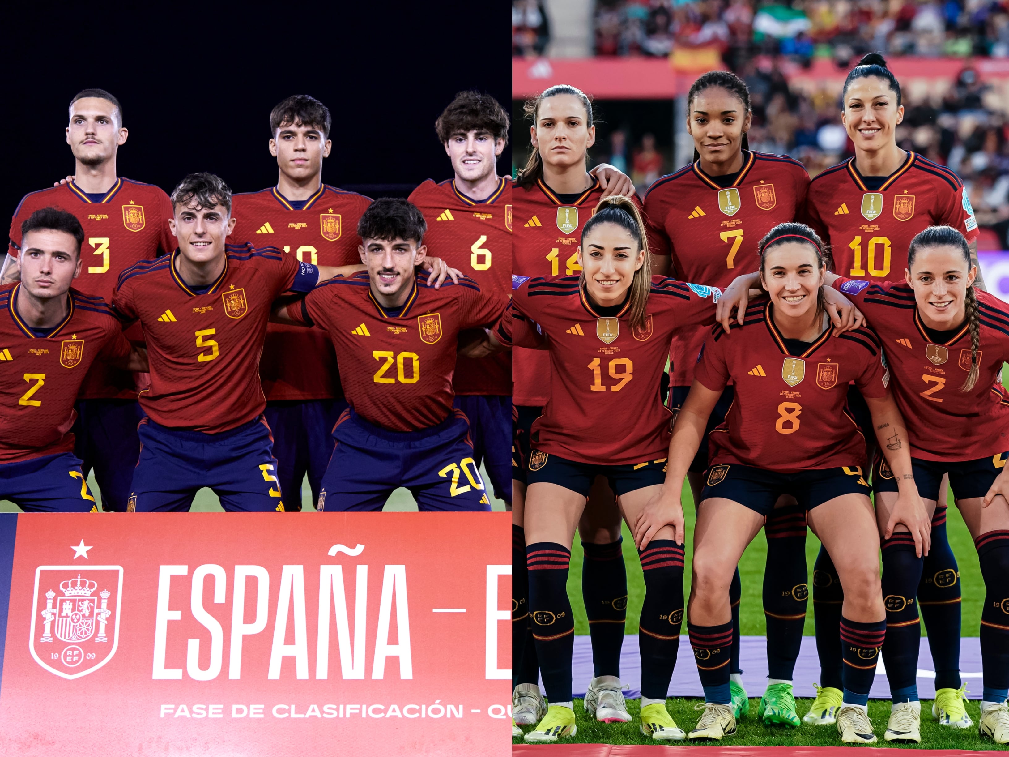 Collage de las selecciones sub-21 y la femenina absoluta de España