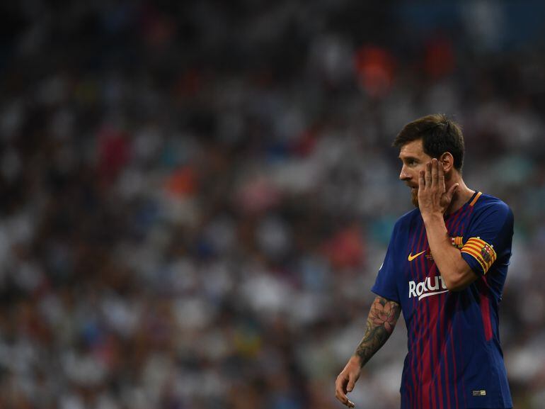 Messi, durante un partido con el Barça