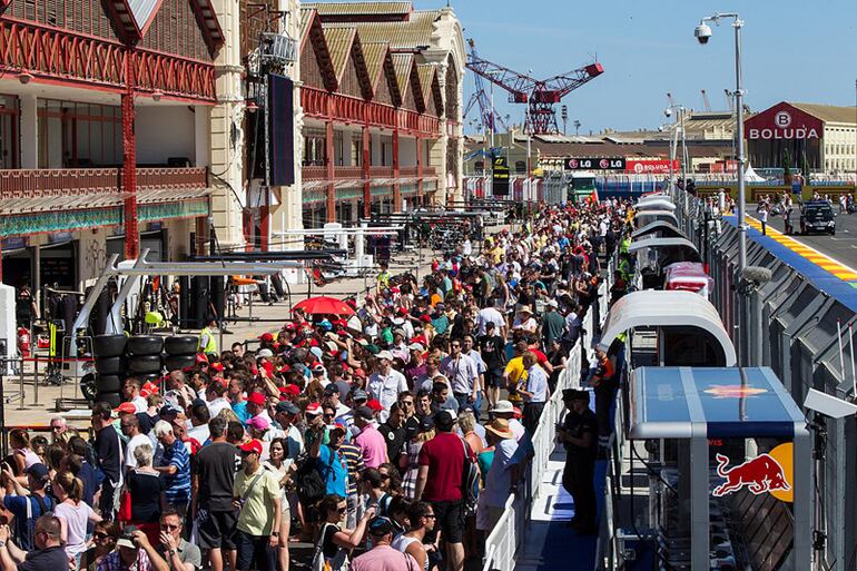 Imagen del circuito urbano de Valencia durante la celebración del gran Premio de Europa de Fórmula 1