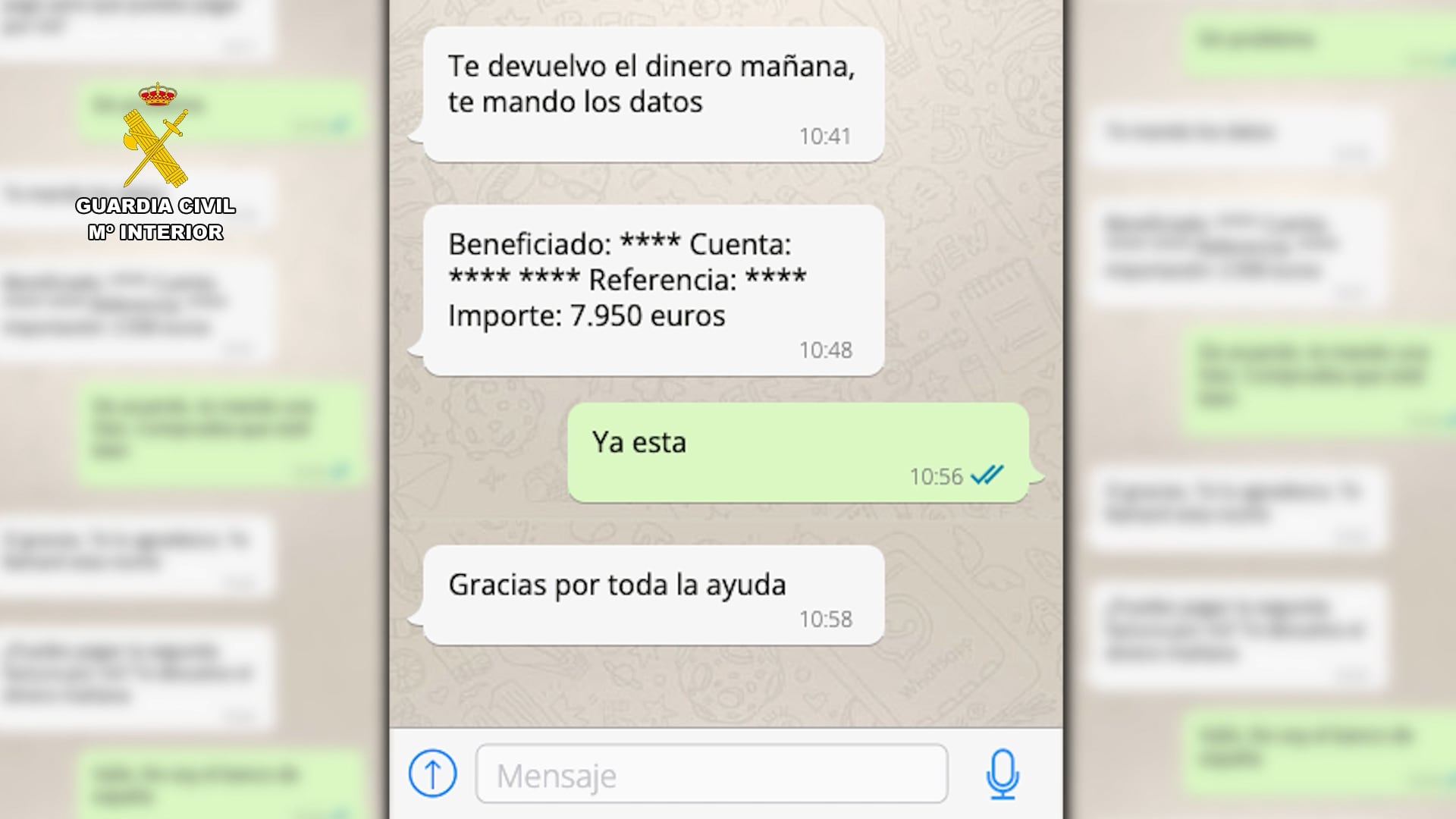 Extracto de una conversación entre un estafador y su víctima.