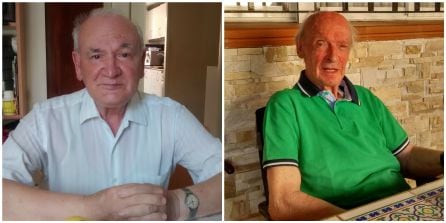 De izquierda a derecha, Carlos Medina y Manuel Arce en sus domicilios de Madrid