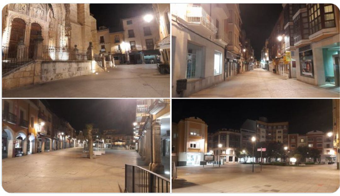 Poco después de las diez las calles del centro de Aranda volvieron a estar desiertas esge sábado en el último toque de queda como cada noche del Estado de Alarma