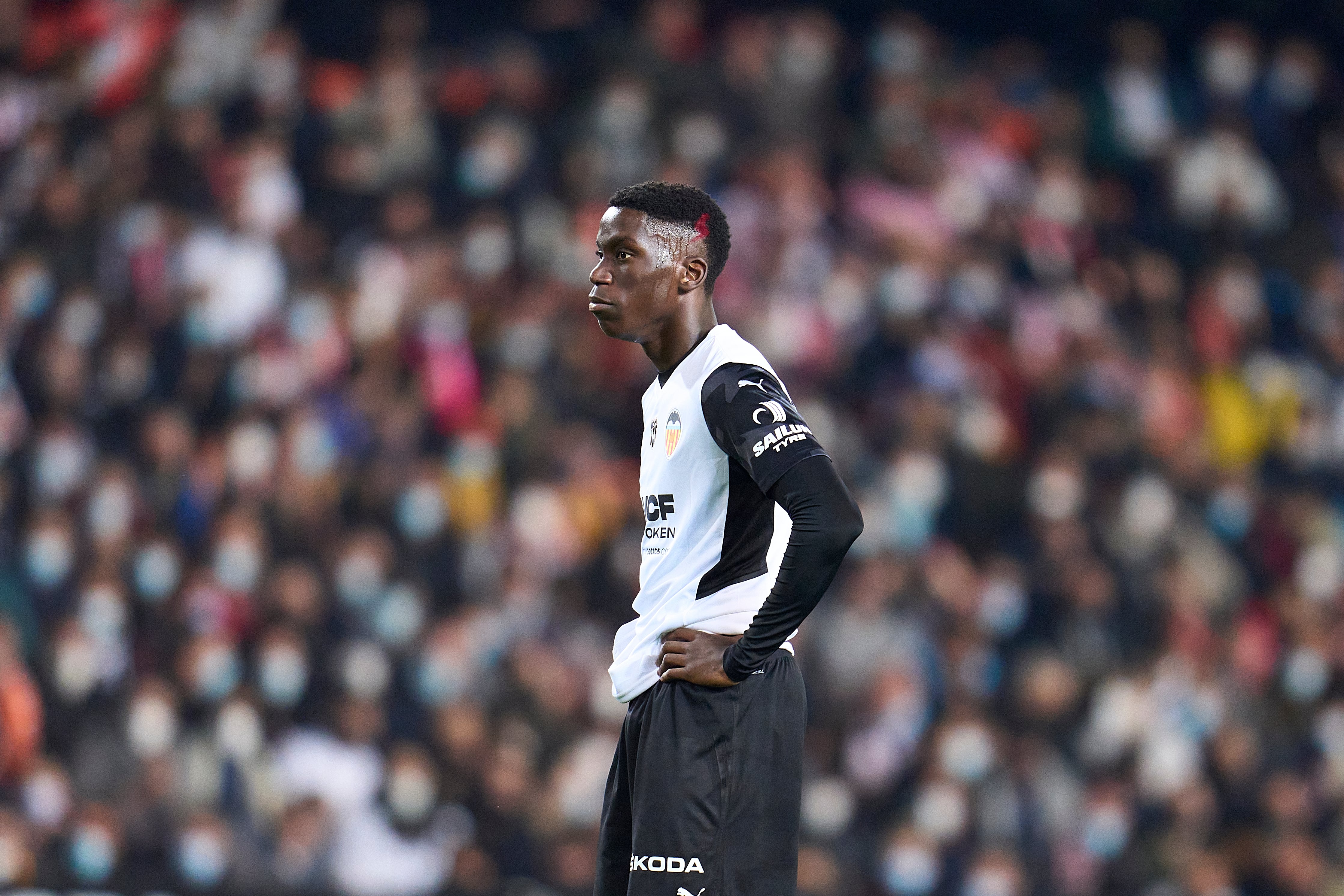 VALENCIA, SPAIN - MARCH 02: Ilaix Moriba of Valencia CF looks on during the Copa del Rey match between Valencia and Bilbao at Estadio Mestalla on March 02, 2022 in Valencia, Spain. (Photo by Aitor Alcalde Colomer/Getty Images)