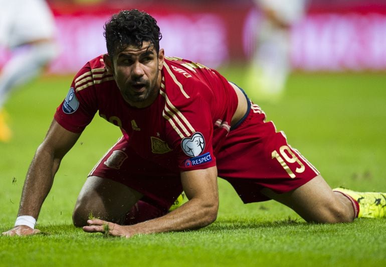 Diego Costa en un partido con la Selección Española.