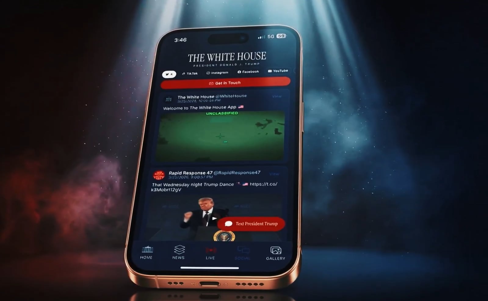 Captura del vídeo de presentación de la app de la Casa Blanca