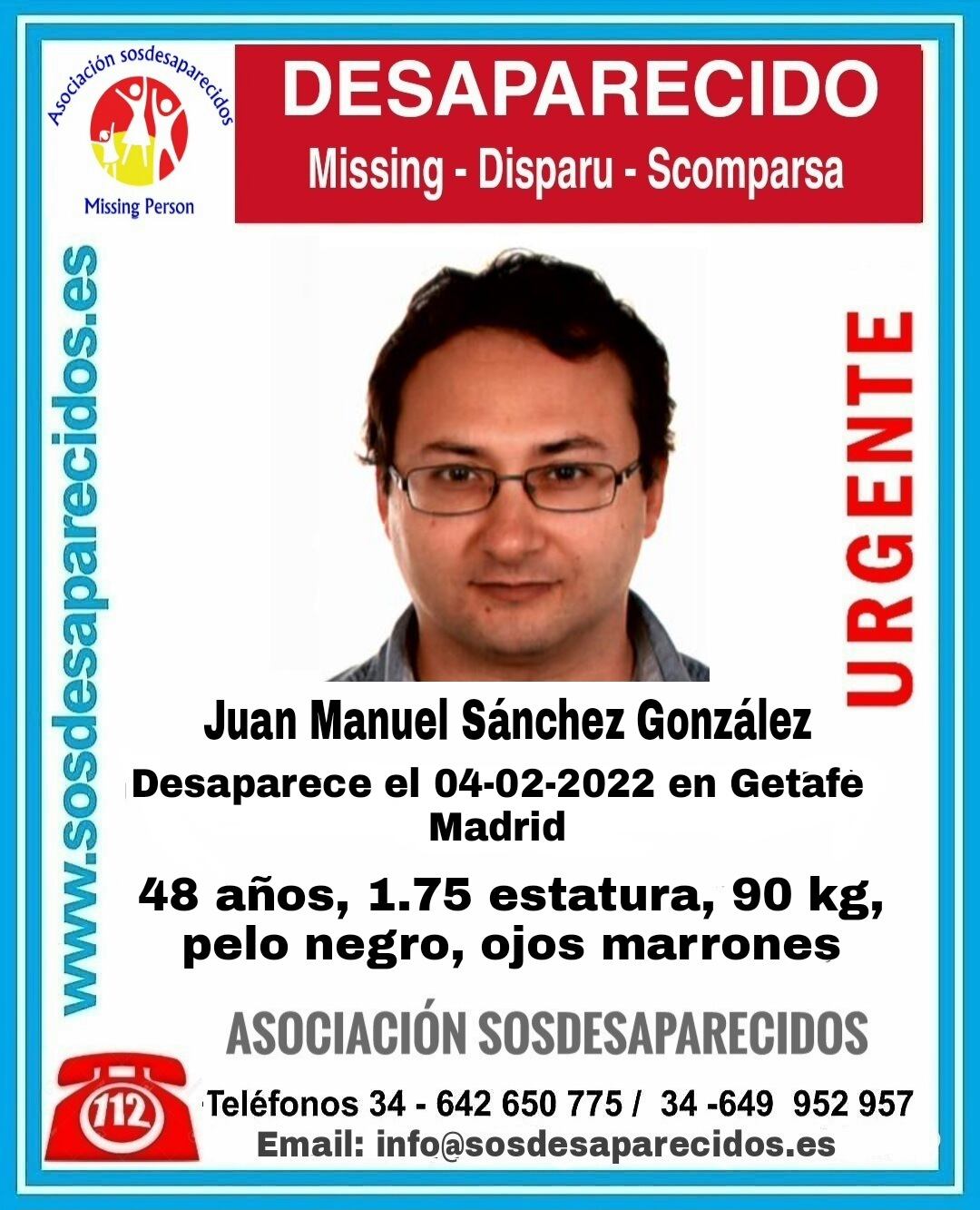 Cartel difundido con motivo de la desaparición de Juan Manuel