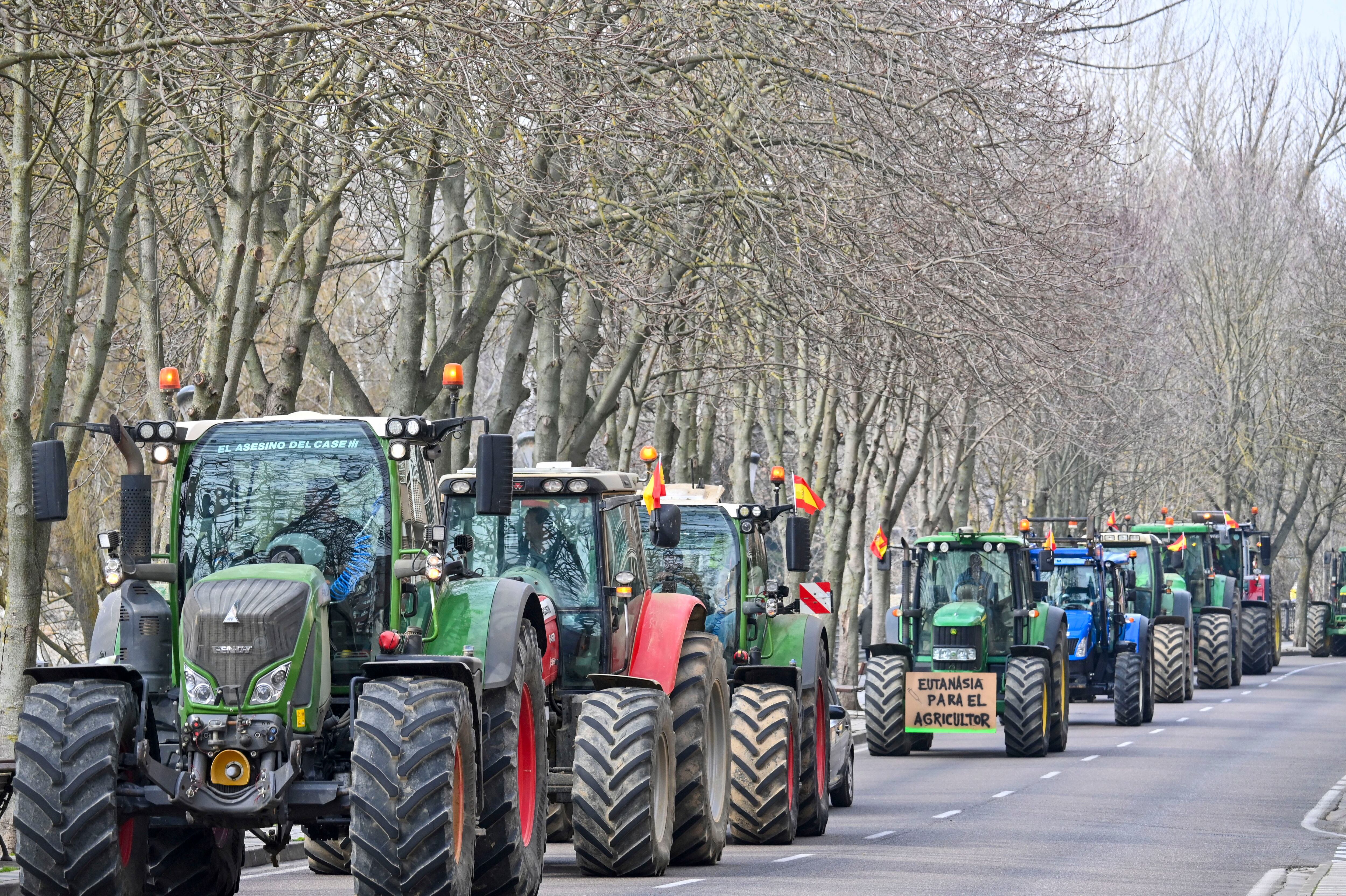 Cientos de tractores se suman a las protestas del campo este martes. EFE/ Almudena Álvarez