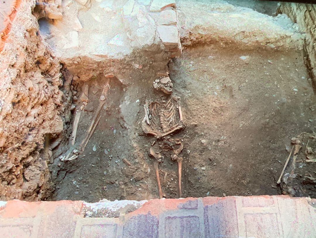 Antiguos restos óseos encontrados durante los trabajos de excavación