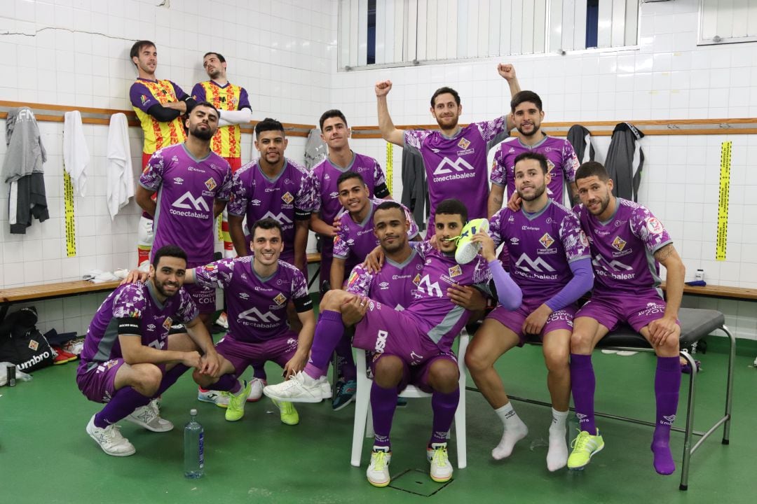 Celebración del Palma Futsal tras la victoria ante O&#039; Parrulo.