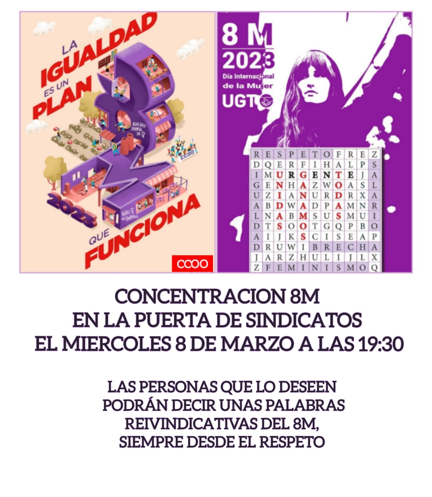 Convocatoria concentración 8M Aranda