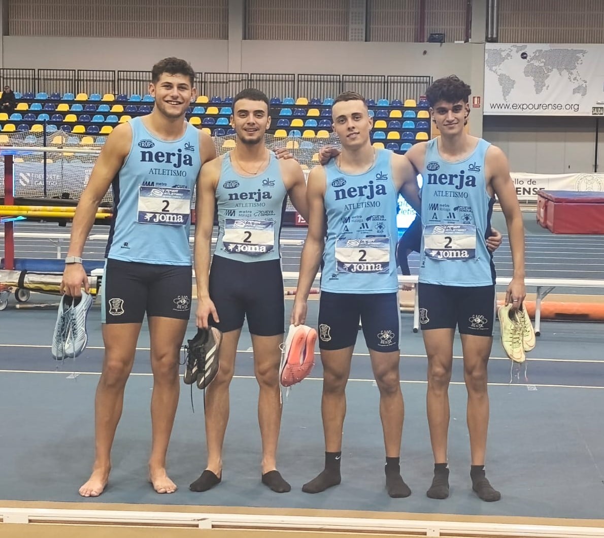 El equipo de relevos 4x400 del Trops-Cueva de Nerja sub 20 logró el récord de España de la categoría