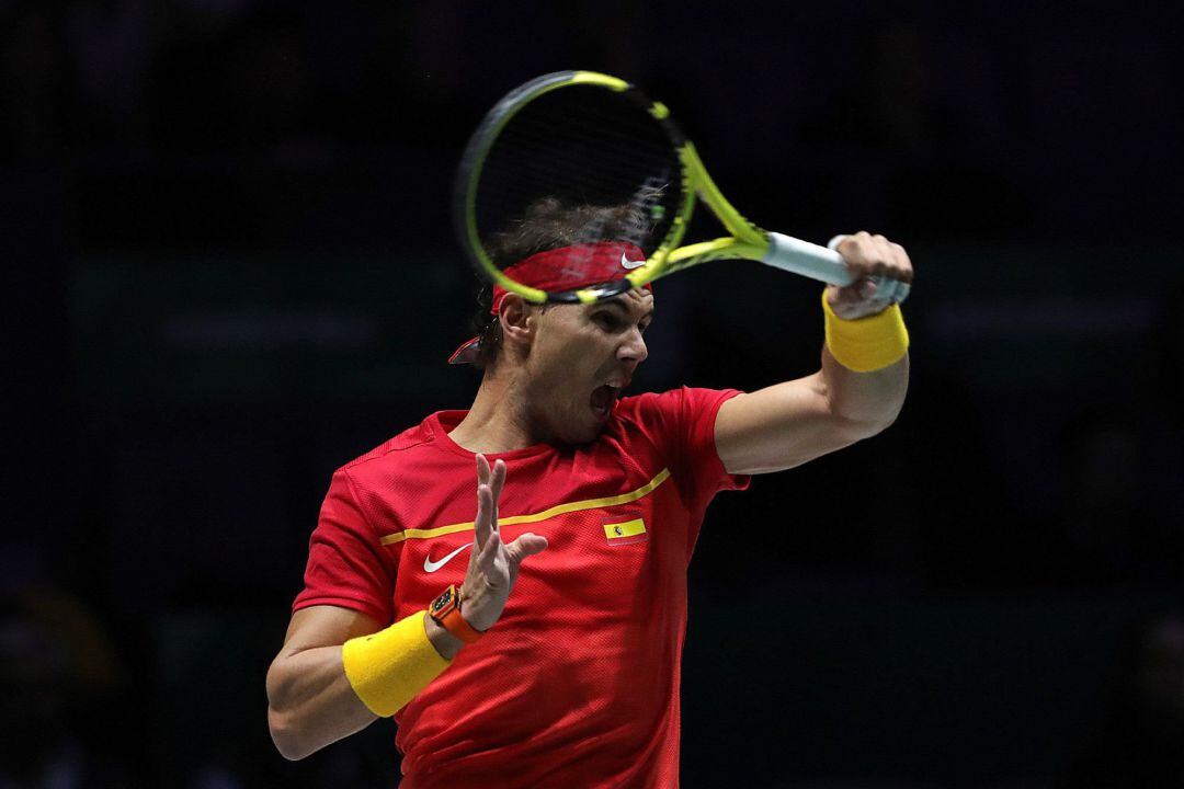 Rafael Nadal durante el encuentro ante Borna Gojo.