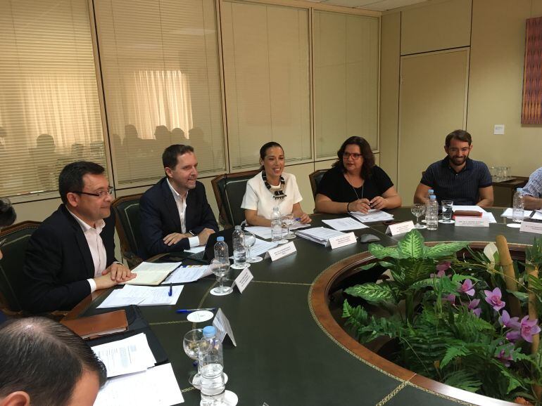 La vicepresidenta del Gobierno canario, Patricia Hernández, durante la celebración de un Consejo General de Empleo de Canarias.