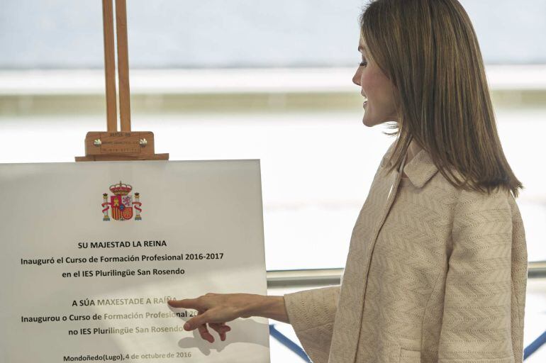 La reina Letizia durante su visita a Mondoñedo