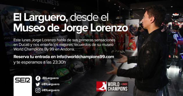 Escucha este noche &#039;El Larguero&#039; desde Andorra, con Jorge Lorenzo