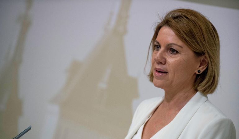 La ministra de Defensa, María Dolores de Cospedal, durante su intervención en la inauguración de la iluminación interior del Museo del Ejército