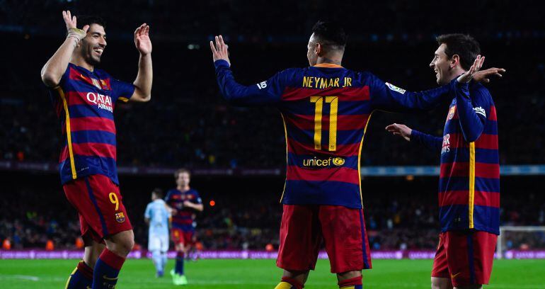 Luis Suárez, Neymar y Messi en el Camp Nou 