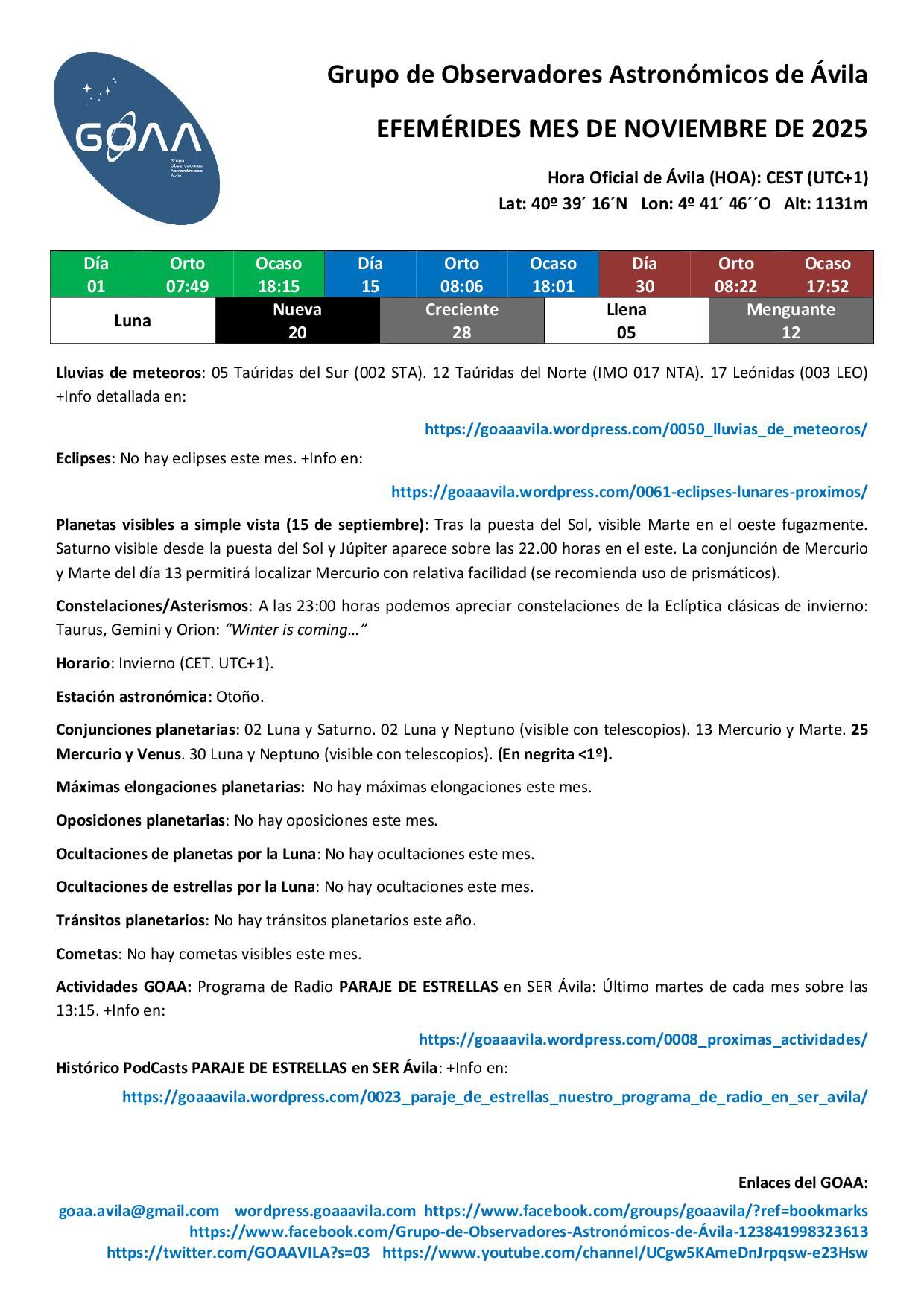 Efemérides Astronómicas