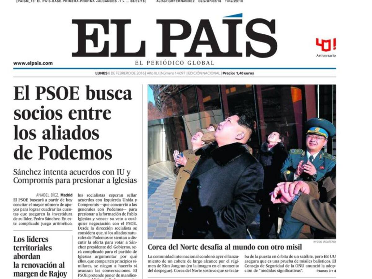 Portadas periódicos 8 de febrero de 2016