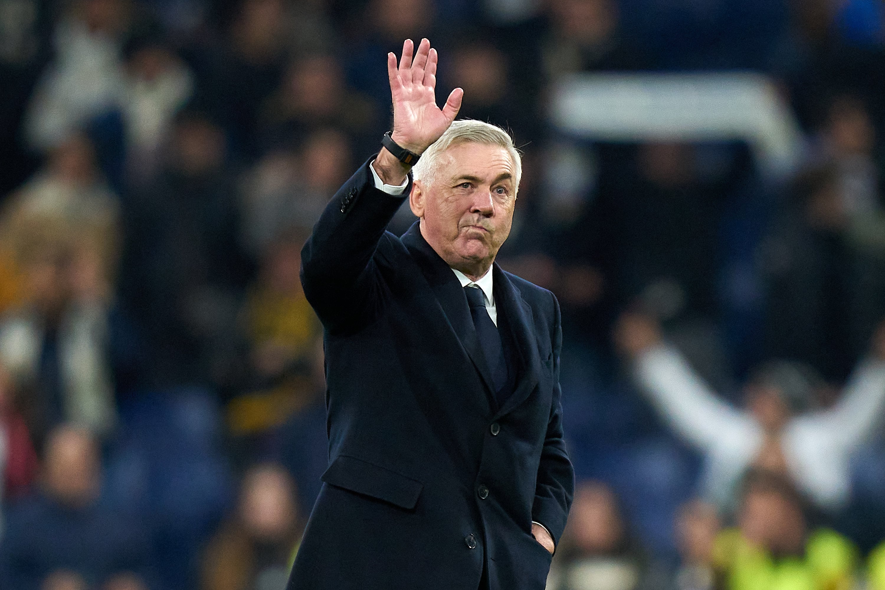 Ancelotti, durante un partido en el Bernabéu.