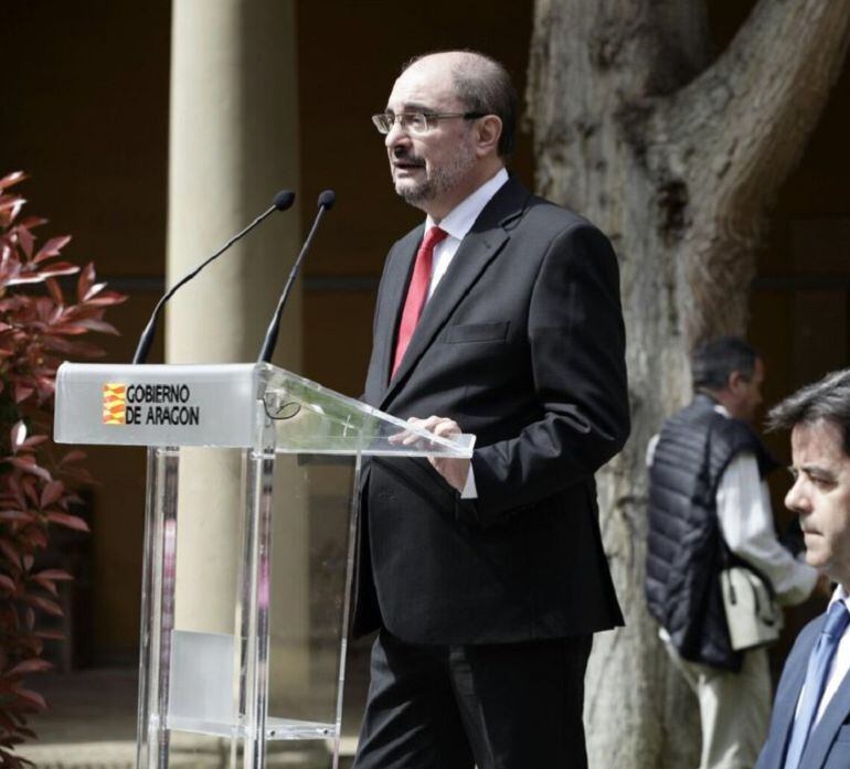 Javier Lambán en una intervención como presidente de Aragón. 