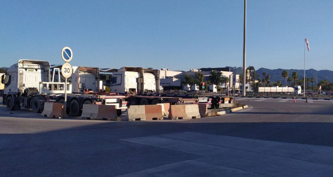 Imagen de la huelga de transportistas.