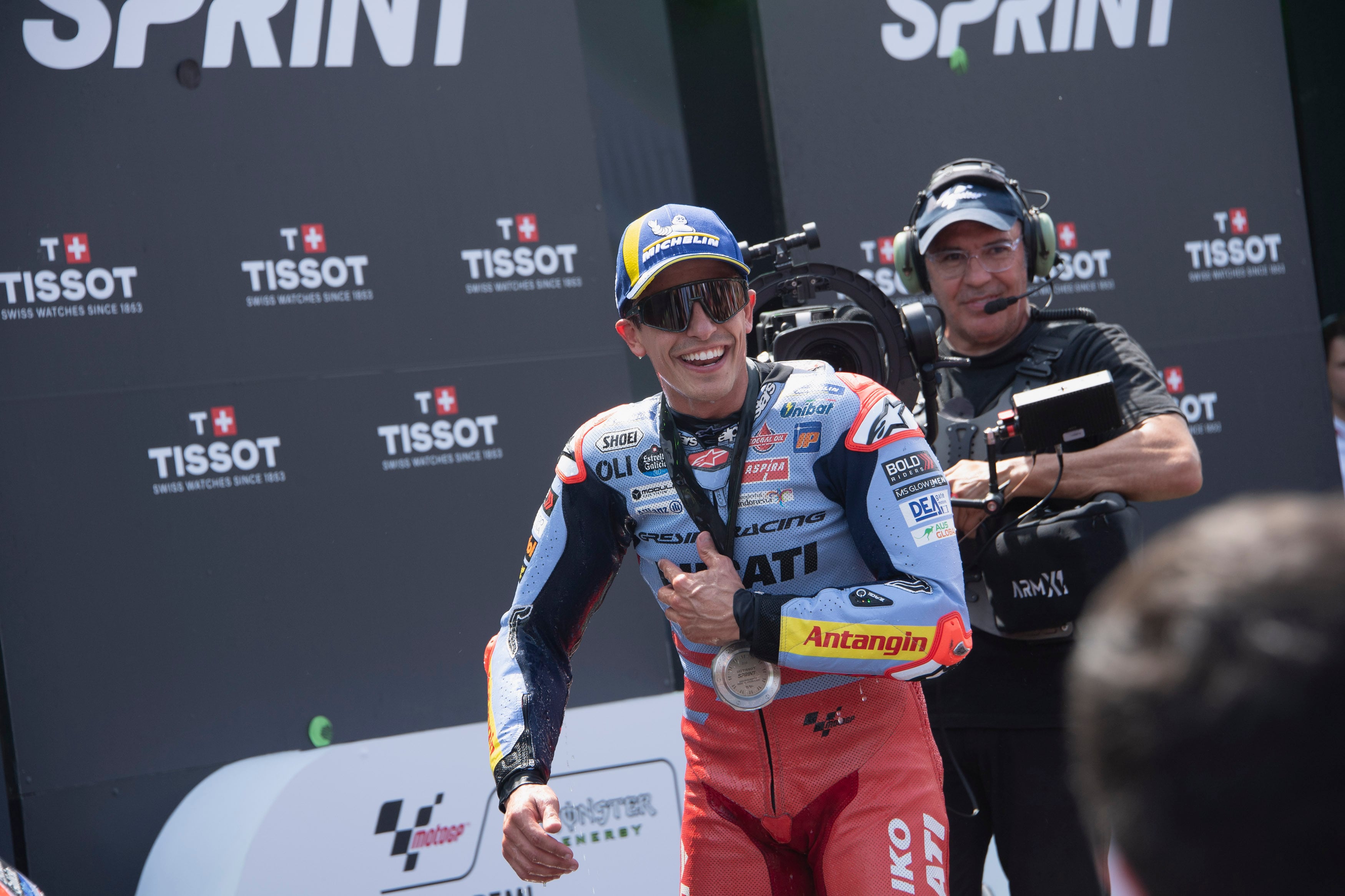 Marc Márquez celebra su segundo puesto en la carrera al sprint del GP de Catalunya