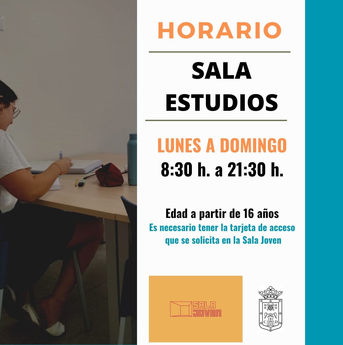 Cartel de la sala de estudios