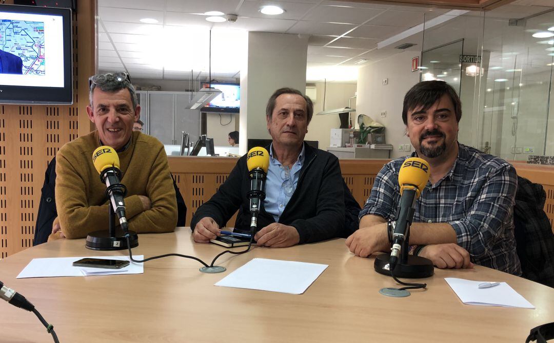 Eduard Cid, Narcís Genís i Alfons Petit als estudis de Ràdio Girona
