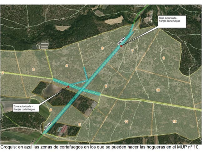 Mapa que indica dónde se pueden realizar las hogueras entorno a la Clásica Ciclista de la Chuleta de Cuéllar