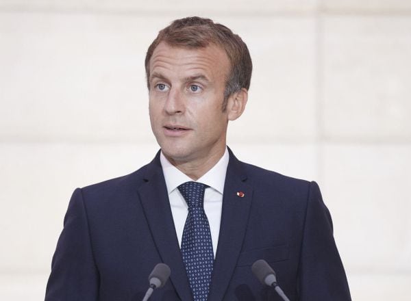 FILED - 28 September 2021, France, Paris: French President Emmanuel Macron speaks during a press conference at the Elysee Palace. Photo: Dimitris Papamitsos/Prime Minister&#039;s Office/dpa - ATTENTION: editorial use only and only if the credit mentioned above is referenced in full  Dimitris Papamitsos/Prime Minist / DPA  (Foto de ARCHIVO)  28/09/2021 ONLY FOR USE IN SPAIN