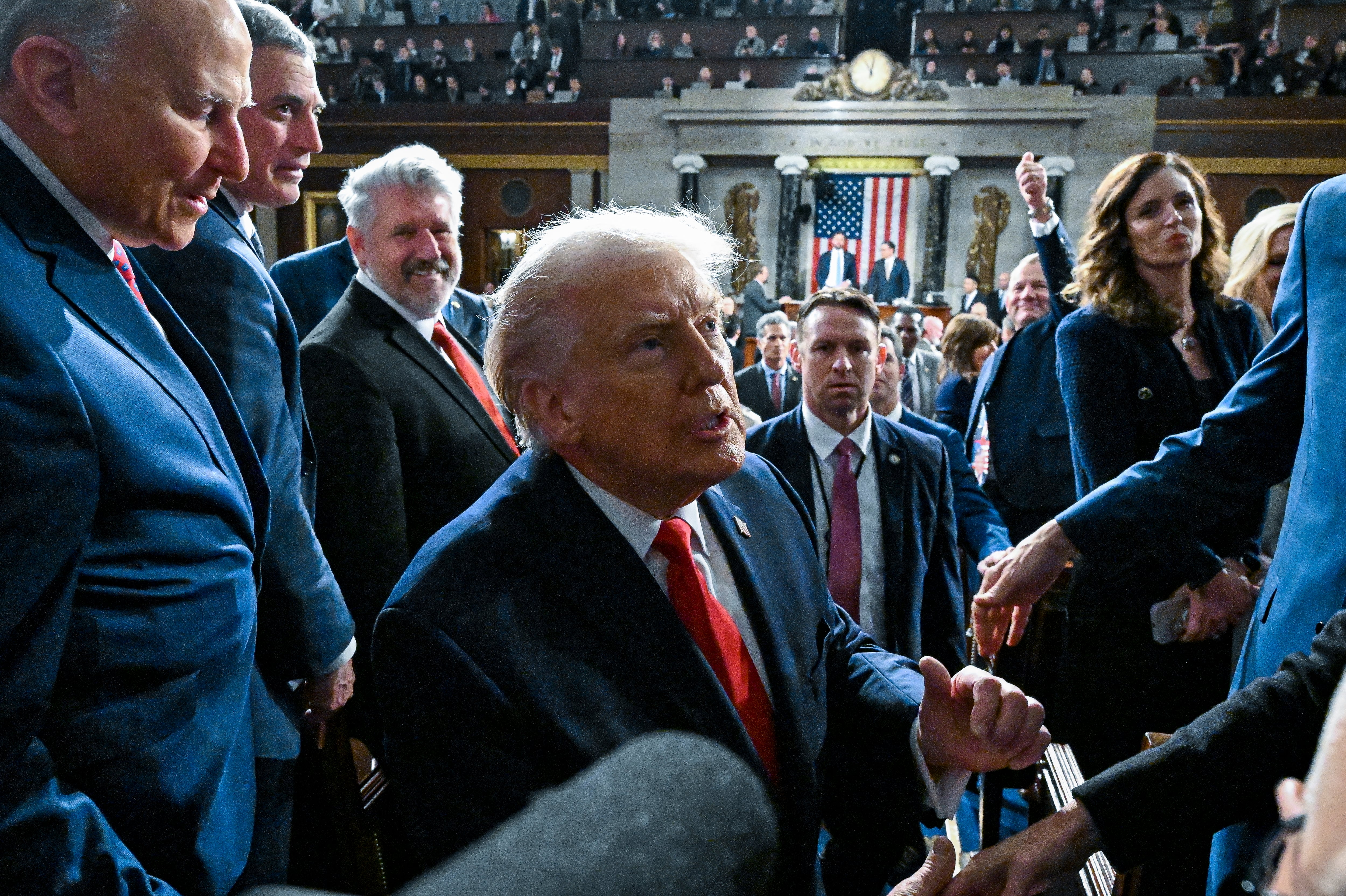 El presidente de Estados Unidos, Donald Trump, tras su primer discurso sobre el estado de la Unión en el Congreso en Washington.
