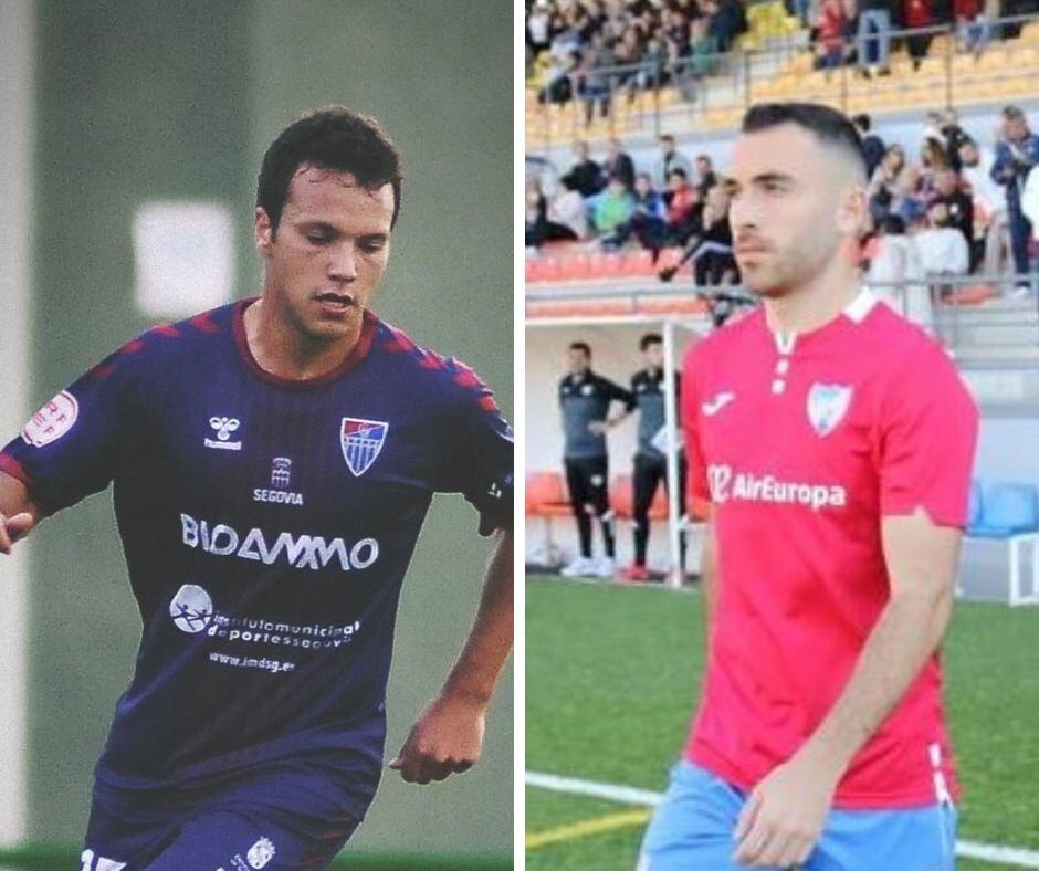 El central arandino de la Segoviana, Óscar de Frutos (i) y su paisano, el delantero en las filas del Estepona, Alfredo Sualdea 'Frodo'.