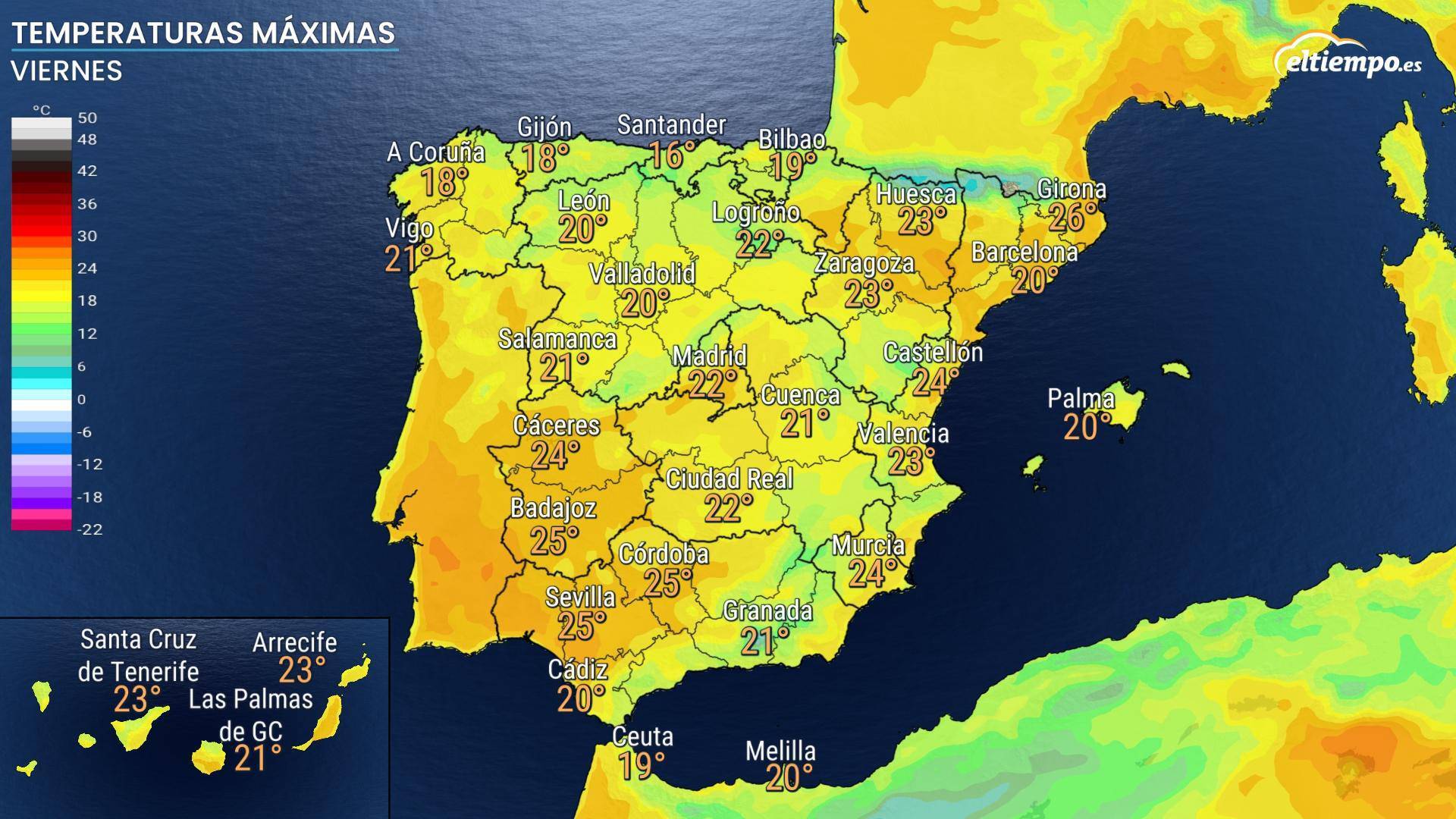 Previsión de las temperaturas para el Jueves Santo