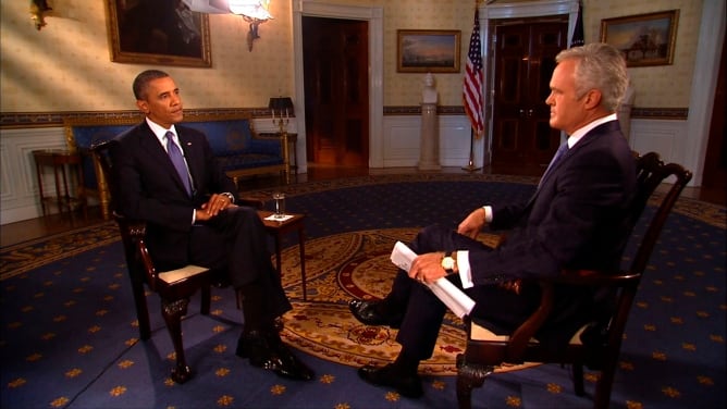 El periodista Scott Pelley entrevista al presidente Barack Obama en la Casa Blanca en Washington