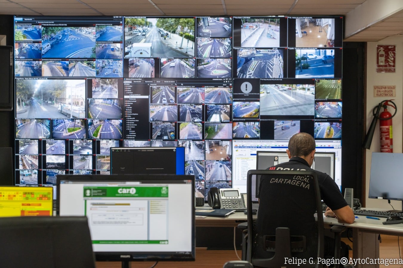 Sala de control de la Policía Local de Cartagena