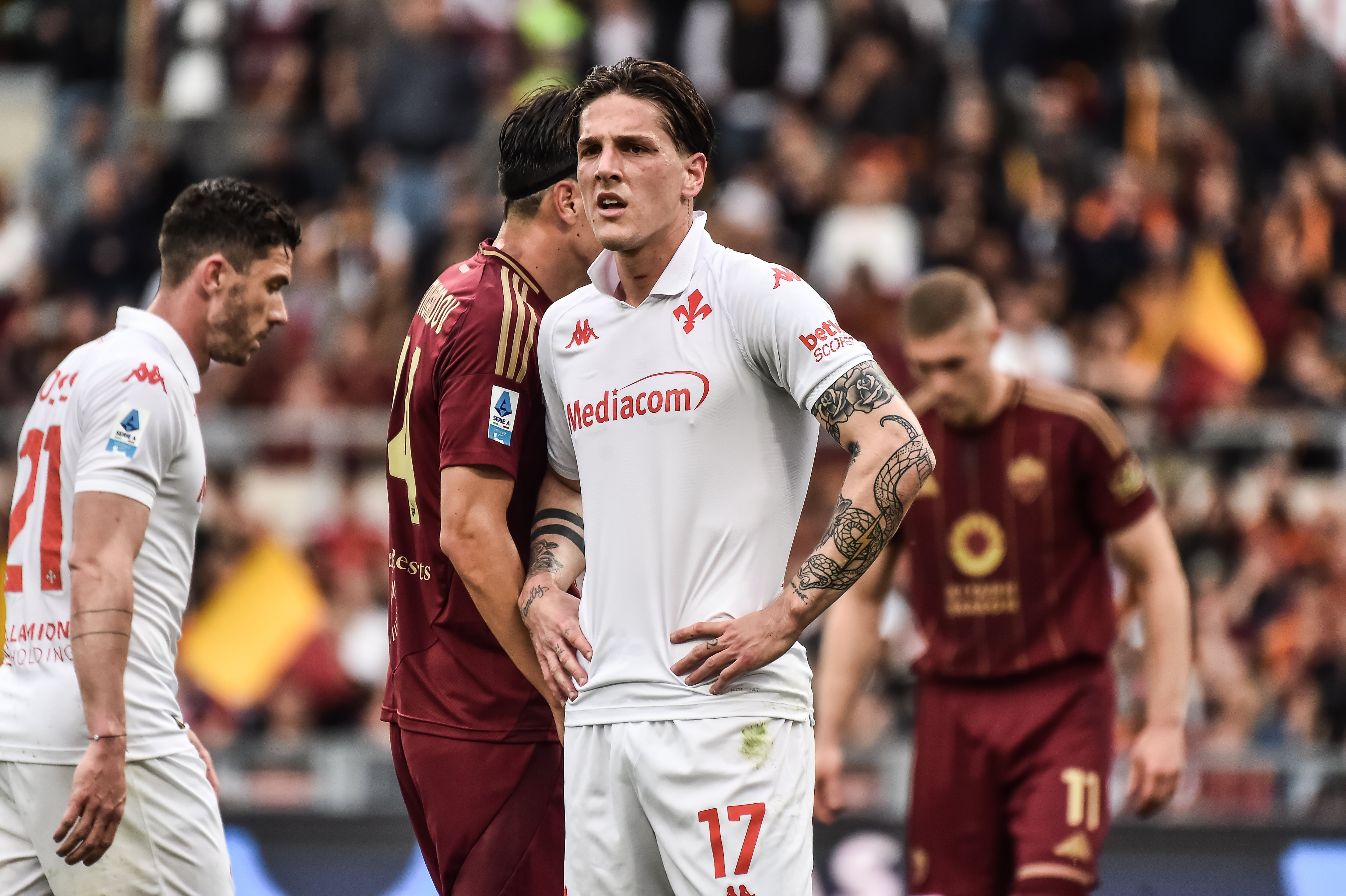 Nicolò Zaniolo, en el partido de la Serie A del pasado 4 de mayo entre Roma y Fiorentina