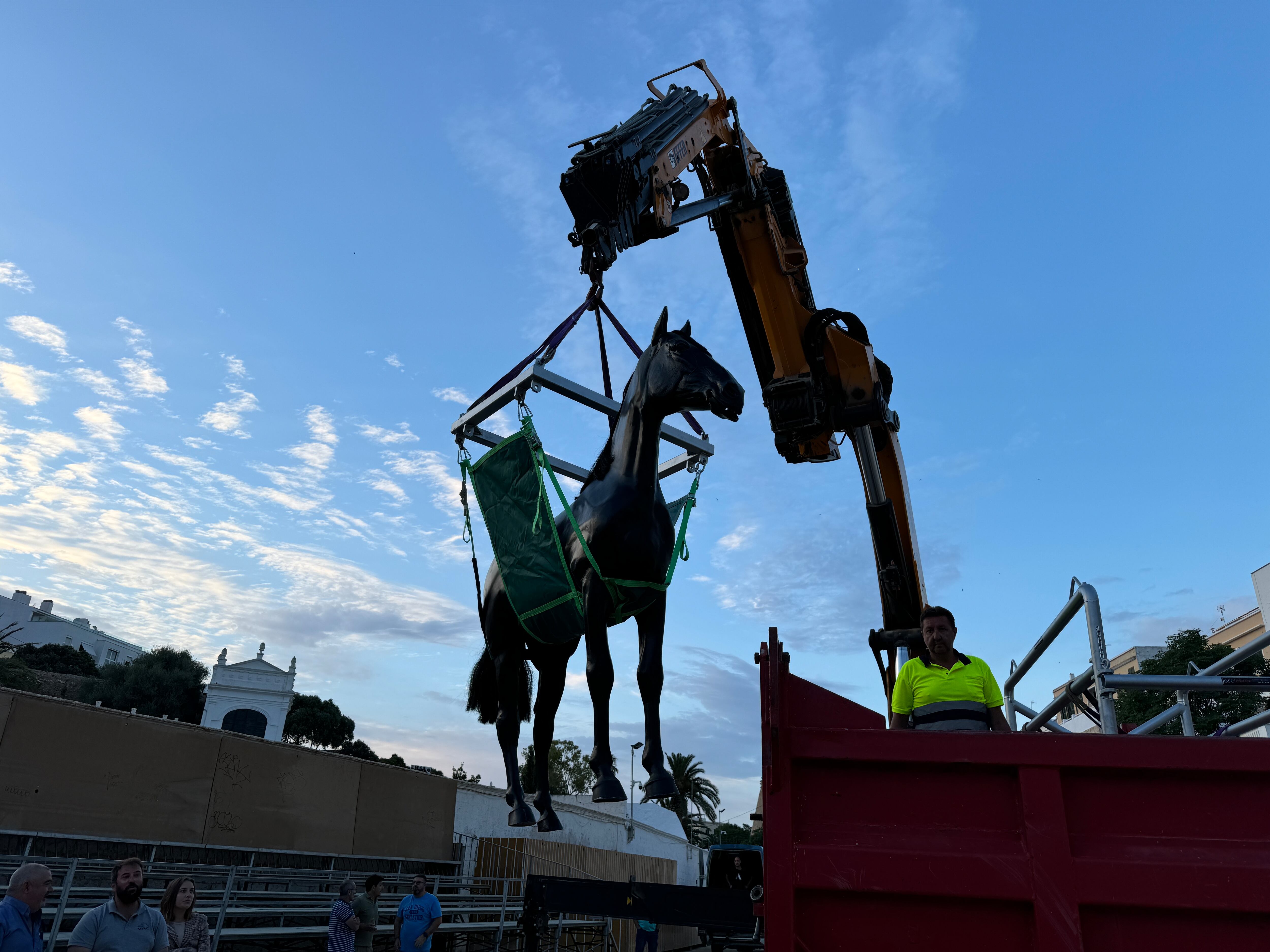 Grua per evacuar els cavalls