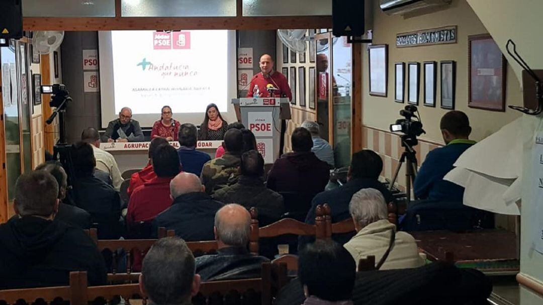 Momento de la intervención del secretario general del PSOE de Jódar y alcalde, José Luis Hidalgo