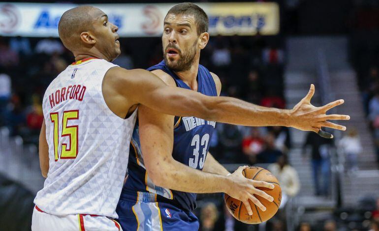 Marc Gasol, durante un partido de pretemporada entre los Grizzlies y los Hawks.