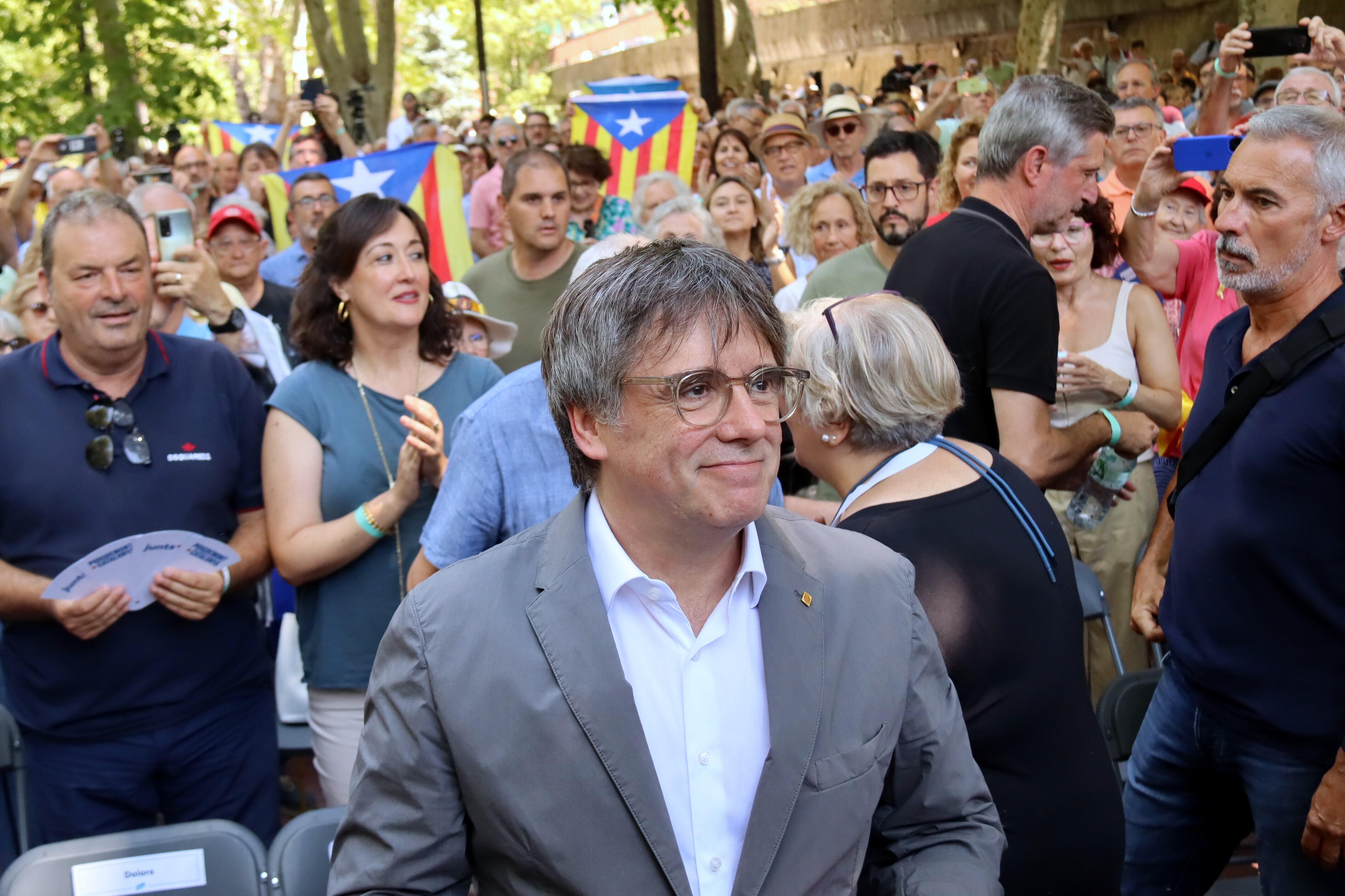 Carles Puigdemont a l'acte d'aquest dissabte a Els Banys i Palaldà pels quatre anys de Junts
