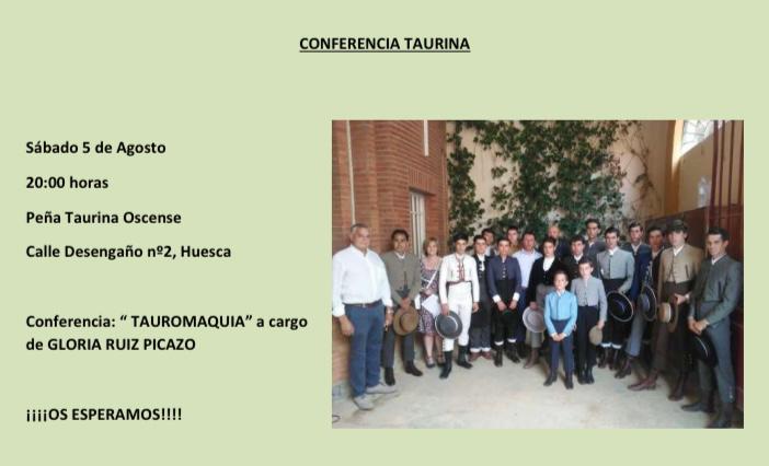 La charla tiene lugar este sábado en Huesca en la sede de la Peña Taurina Oscense