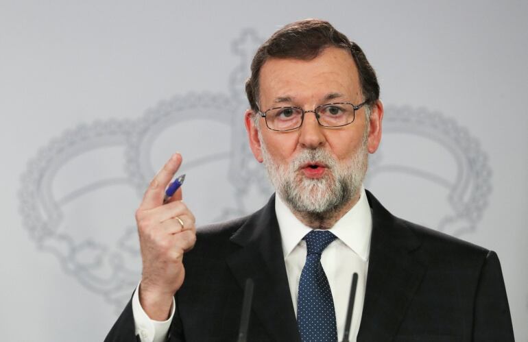 Mariano Rajoy en la rueda de prensa que ha ofrecido en el Palacio de la Moncloa este martes