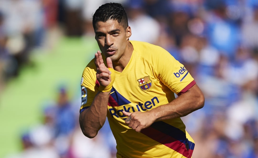 Luis Suárez celebrando su gol en Getafe