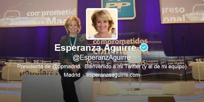 Perfil en Twitter de Esperanza Aguirre