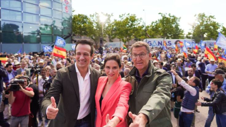 Isabel Díaz Ayuso, Alberto Núñez Feijoo y Antonio José Mesa, hablan de Metrosur, las mayorías y los proyectos locales