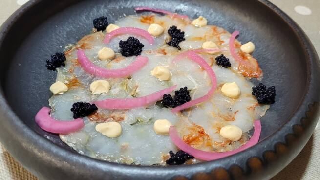 El Rebost: carpaccio de gambes